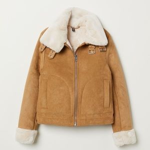 Brown Suede Jacket with Faux Fir Lining